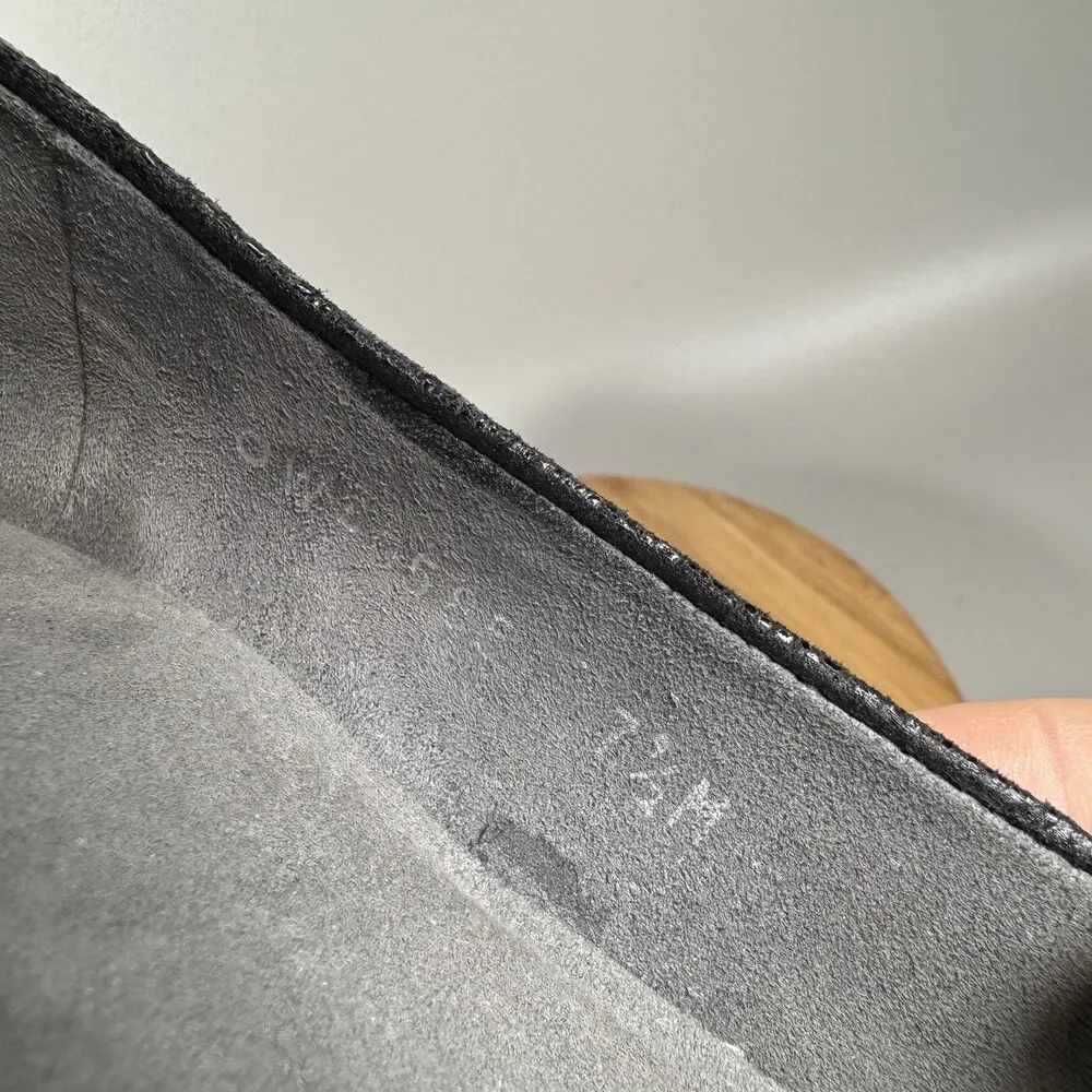 S Stuart Weitzman Black Leather‎ Wedge Heel Slip On Womens Size 7.5 Spain